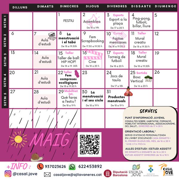 Calendari activitats_Casal Jove_Maig